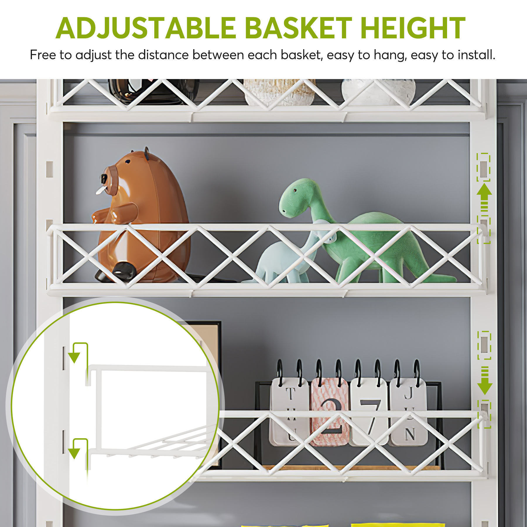 6-tier heavy duty metal wall mounted over the door adjustable pantry organizer with adjustable baskets spice rack