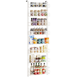 6-tier heavy duty metal wall mounted over the door adjustable pantry organizer with adjustable baskets spice rack