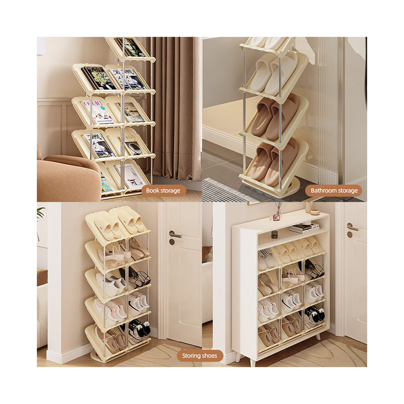 Transparent Yellow Anti-Slip Foldable Plastic Shoe Rack for Living Room Display for Shoe Cabinet