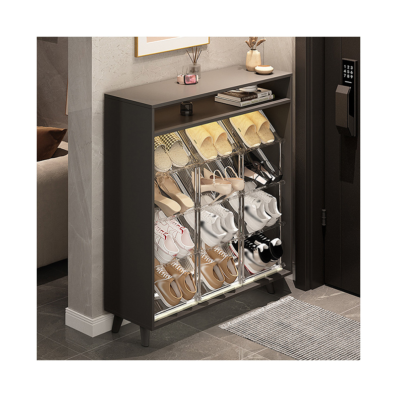 Transparent Yellow Anti-Slip Shoe Rack Foldable Plastic Design for Wardrobe Display Can Be Placed in Shoe Cabinet