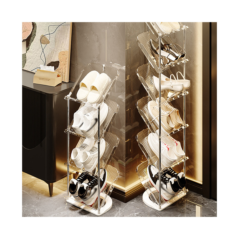 Transparent Yellow Anti-Slip Shoe Rack Foldable Plastic Design for Wardrobe Display Can Be Placed in Shoe Cabinet