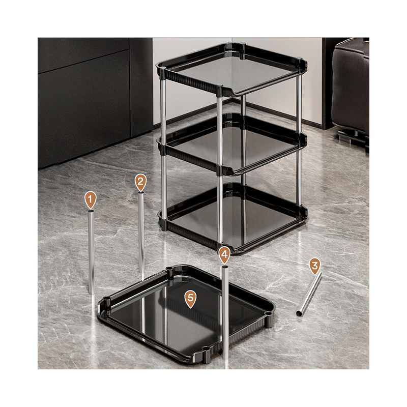 Foldable Plastic Storage Rack Black Bathroom Shower Perfume Display Rack for Kitchen and Living Room Collection