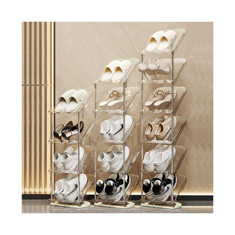 Transparent Yellow Anti-Slip Shoe Rack Foldable Plastic Design for Wardrobe Display Can Be Placed in Shoe Cabinet