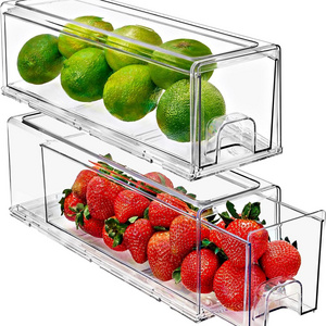 Fridge Drawers Clear Stackable Pull Out Refrigerator Organizer Bins Food Storage Containers for Kitchen makeup storage box