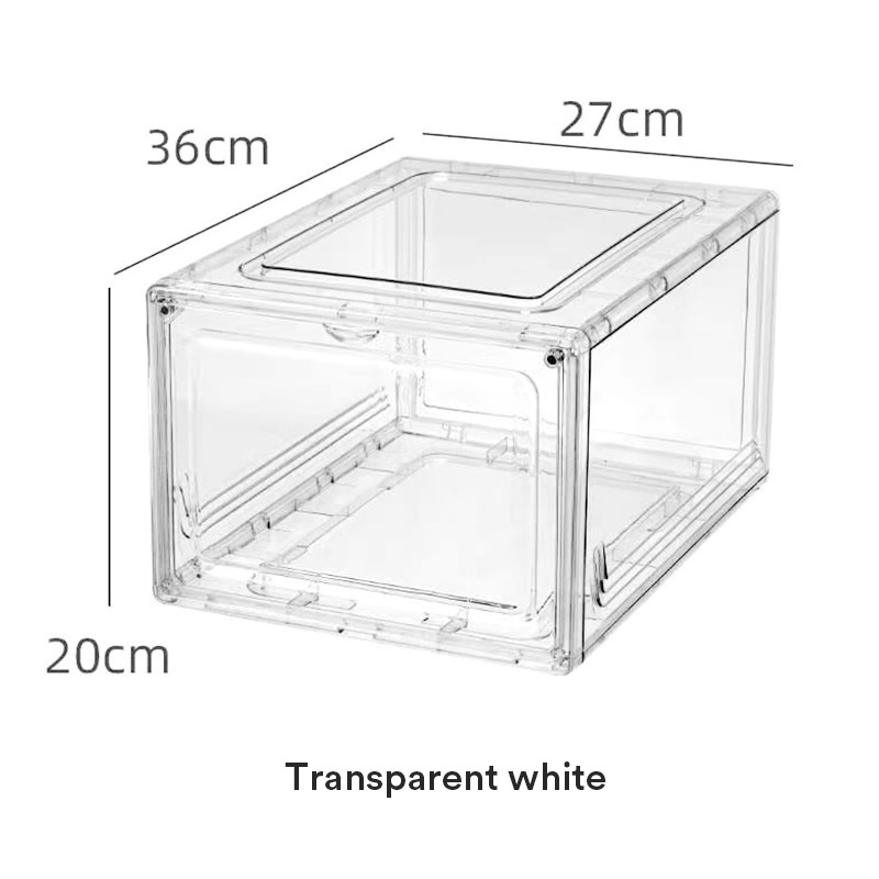 Wholesale Transparent Plastic Stackable Boxes Front Acrylic Drawer Type Magnetic Clear Shoe Box Storage