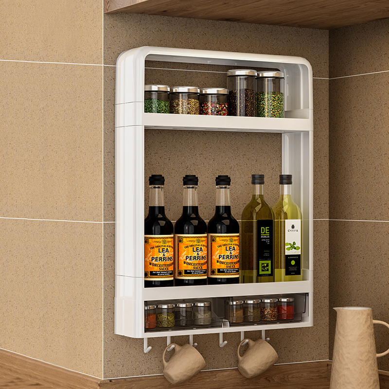 2 Tier Kitchen Accessories Home Spice Kitchen Rack Storage Holders & Racks Sliding Shelf Under Sink Organizer For Kitchen