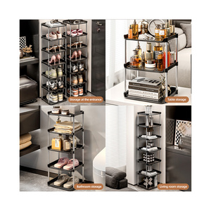 Foldable Plastic Storage Rack Black Bathroom Shower Perfume Display Rack for Kitchen and Living Room Collection