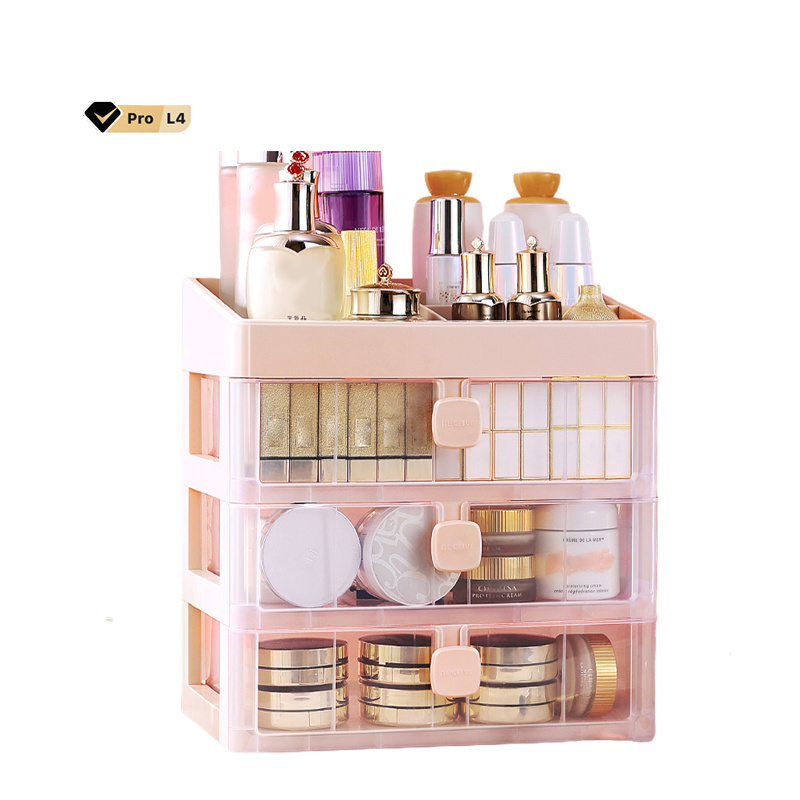 Multi-layer desk organizer Desktop Three layer drawer makeup jewelry organizer desktop lipstick cosmetic organiser storage box