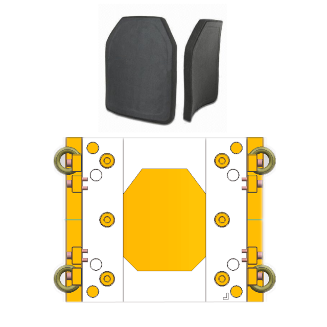 custom 600T hydraulic press making PE body armor vest plate mould