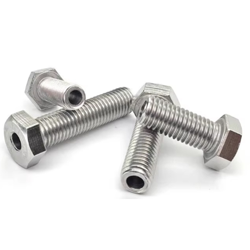 Stainless Steel M8 M10 Hexagon Head Hollow Bolt with Wire Hole In Middle for machine