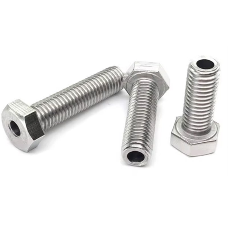 Stainless Steel M8 M10 Hexagon Head Hollow Bolt with Wire Hole In Middle for machine