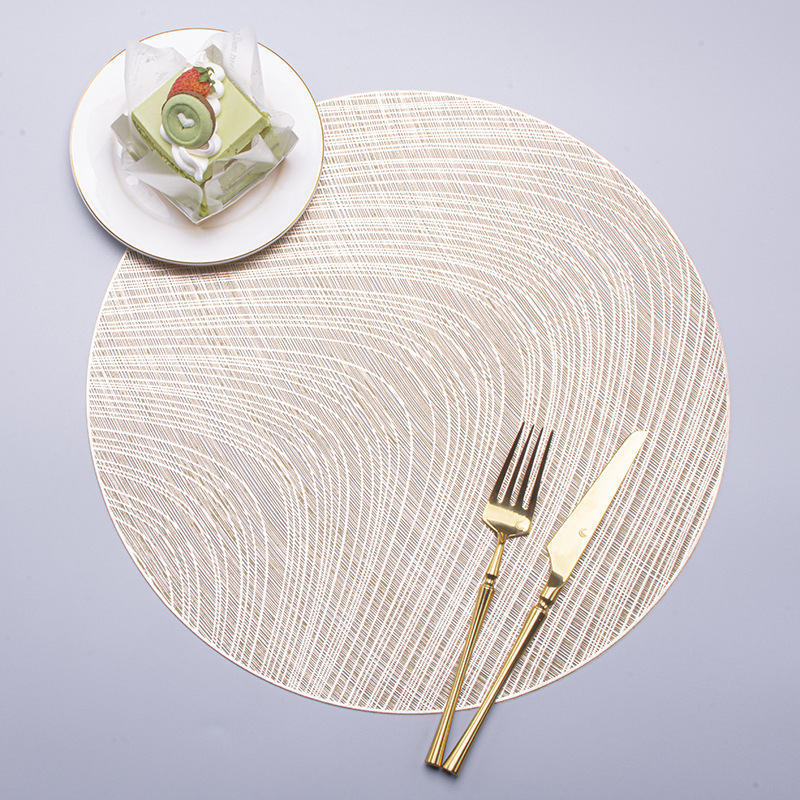 Tabletex  Nordic Style Round PVC Vinyl Pressed Placemats Striped Hollow Decor Placemats For Hotel Kitchen Dining Table Mat