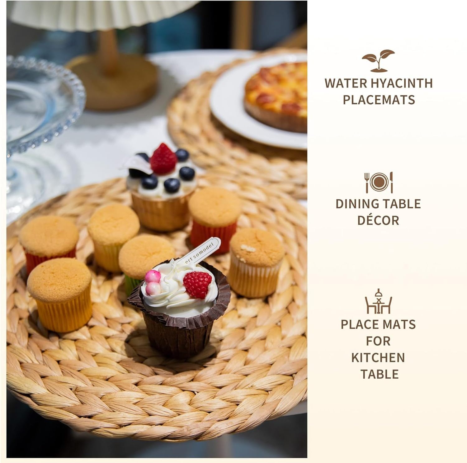 Natural Water Hyacinth Weave Placemat Round Braided Rattan Tablemats  Plate Chargers for Dining Table Wedding Christmas