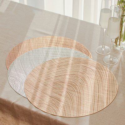 Tabletex  Nordic Style Round PVC Vinyl Pressed Placemats Striped Hollow Decor Placemats For Hotel Kitchen Dining Table Mat