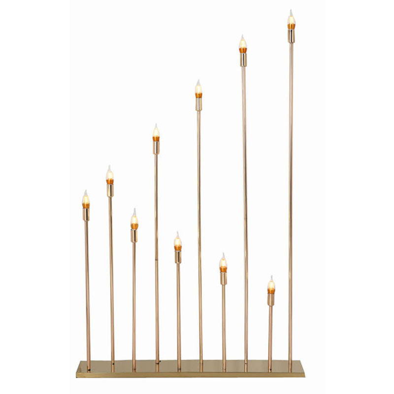 10arms Golden Reed Led Lights Candlestick Holder Wedding Table Centerpiece Candelabra Metal Candle Holder