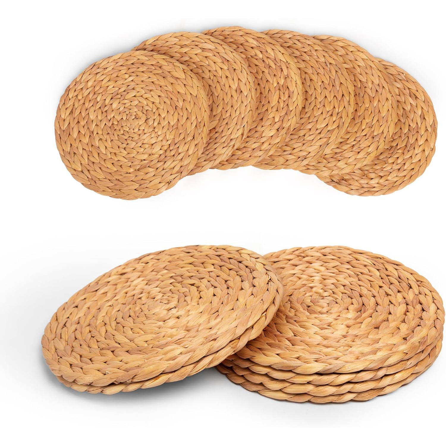 Natural Water Hyacinth Weave Placemat Round Braided Rattan Tablemats  Plate Chargers for Dining Table Wedding Christmas