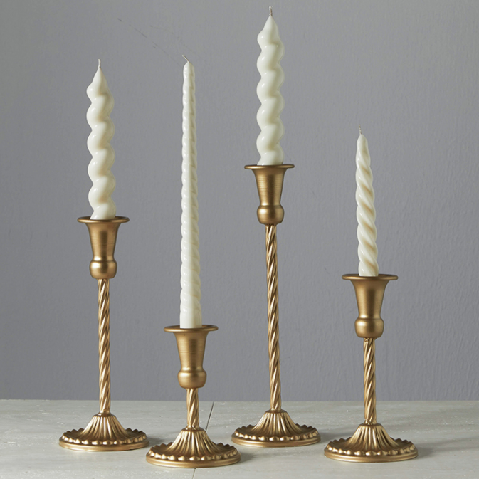 Tabletex  New Design Table Iron Candle Sticks Holder Metal Set Of 6pcs Single Head Wrought Iron Gold Stand Wedding Candle Holder