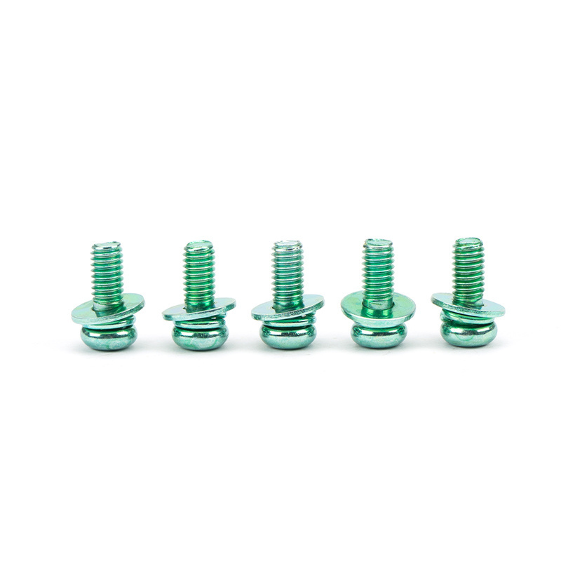 China Customized Phillips Pan head Green zinc Sems Screw with Pre-Assembled External Tooth Lock Washers