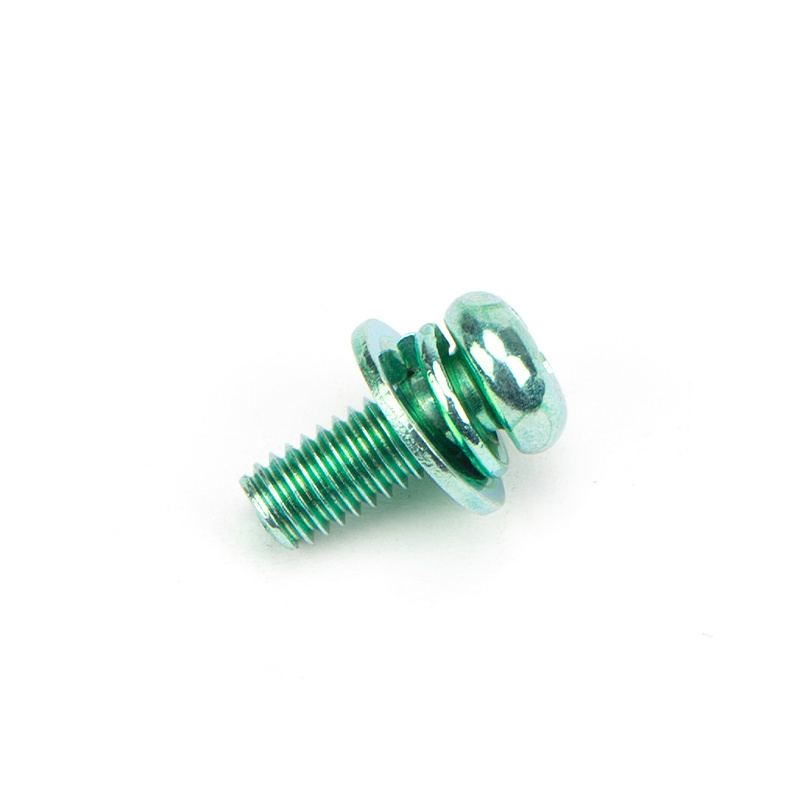 China Customized Phillips Pan head Green zinc Sems Screw with Pre-Assembled External Tooth Lock Washers