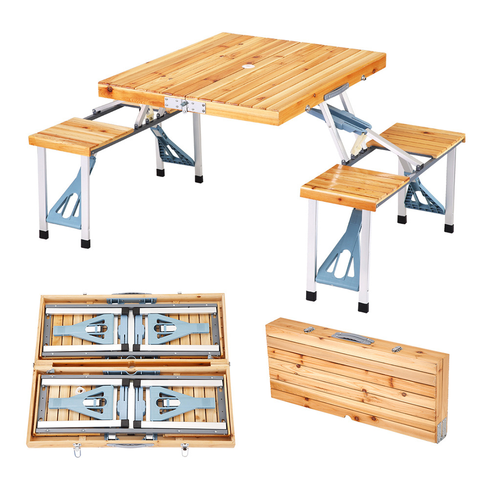 Leisure 4-seater picnic table foldable wooden travel table and chair