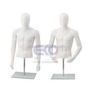 Male Half Body Torso With Head And Shoulders Skin White/Skin Tone Cheap display Plastic Man Upper-body Mannequin