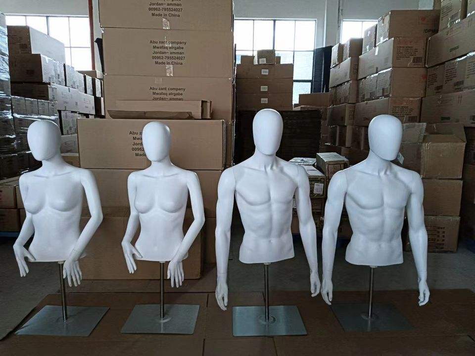 White fashion design cheap white plastic plus size swimwear display upper body female mannequin with head