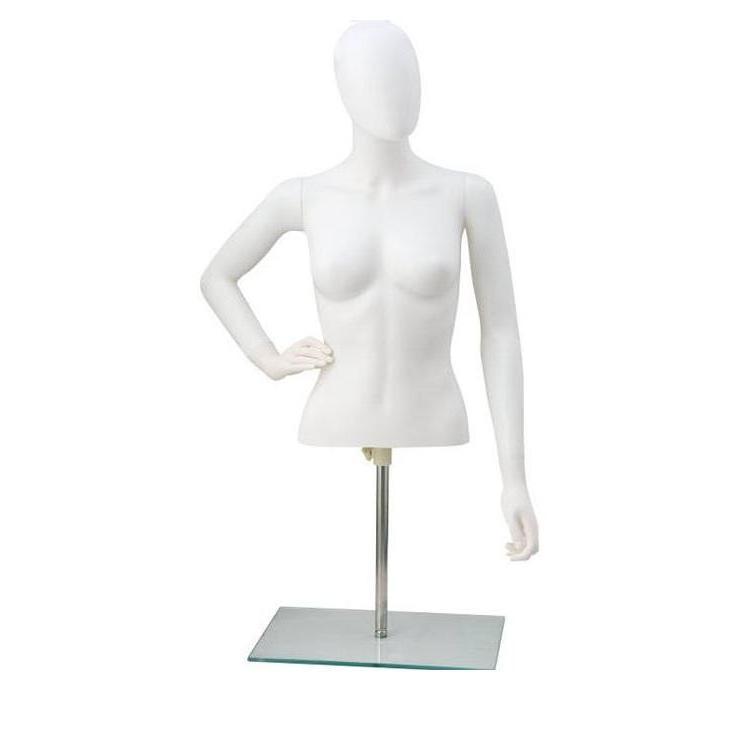 White fashion design cheap white plastic plus size swimwear display upper body female mannequin with head