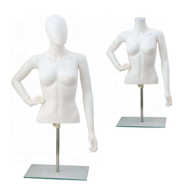 White fashion design cheap white plastic plus size swimwear display upper body female mannequin with head