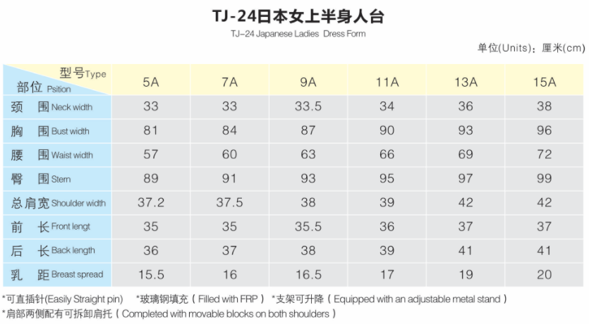 Japanese ladies Dress Form adjustable tailoring mannequin female dummy for dress maker and clothes display