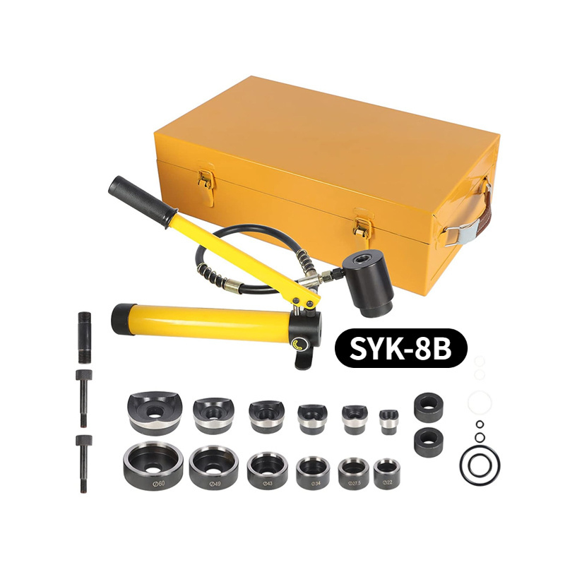 8Ton 6 Dies Hydraulic Hole Digger SYK-8 Hydraulic Hole Punch Tools 16-60mm Hole Manual Hydraulic Knockout Tool Kit