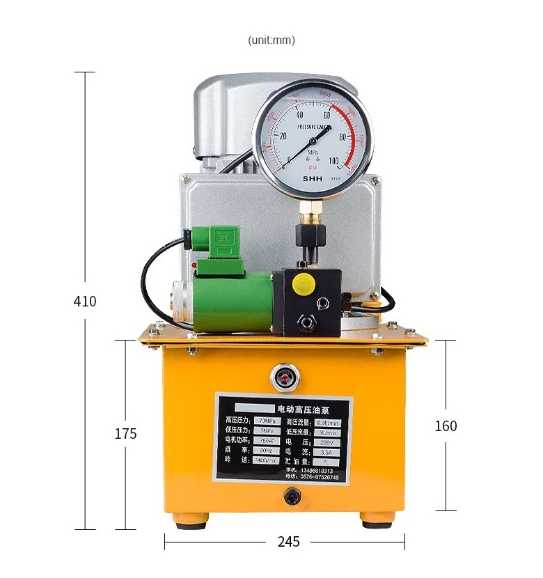 750W Ultra High Pressure Electric Hydraulic Pump 700Mpa Oil Station Gear Pump 220V Low Electric Hydraulic Oil Station Pump