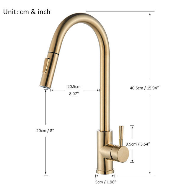 Wholesale Black Gold Faucet Kitchen Mixer Water Pull-out 304 Stainless Steel Kitchen Faucet