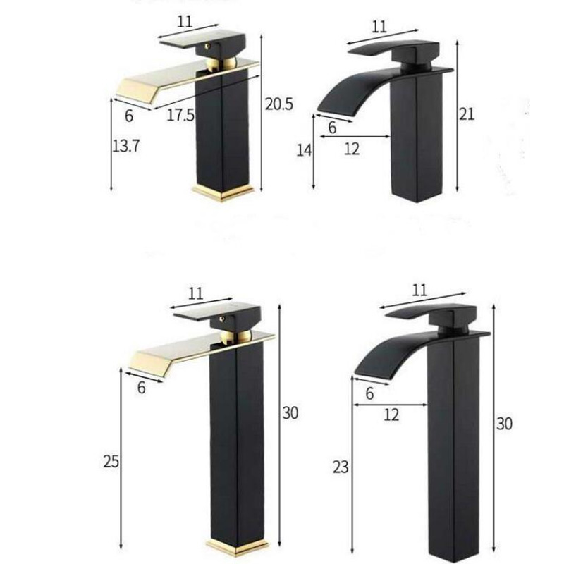 Brass Waterfall Bathroom Basin Faucet Cold Hot Mixer Crane Sink Tap Square Bathroom Faucet