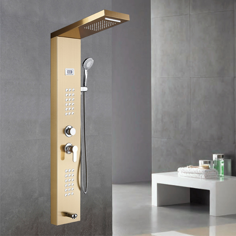 Thermostatic Rainfall Shower Panel Faucet 304 Stainless Steel Massage Shower Column Tap Wall Mounted panel shower