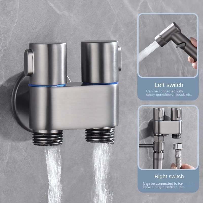 Grey Brass 1 in 2 Cleaning Bidet Sprayer Toilet Attachment Toilet Bidet Sprayer Faucets Handheld