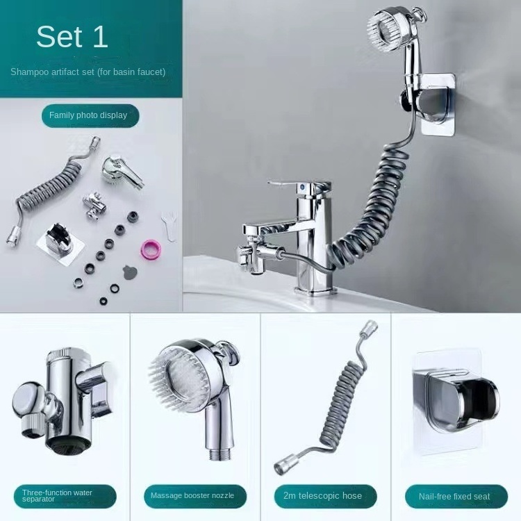 Bathroom Hardware Accessories High Pressure Spray Negative Ion Filter Sink Shower Set Electronic Hands Free Sink Basin Faucet