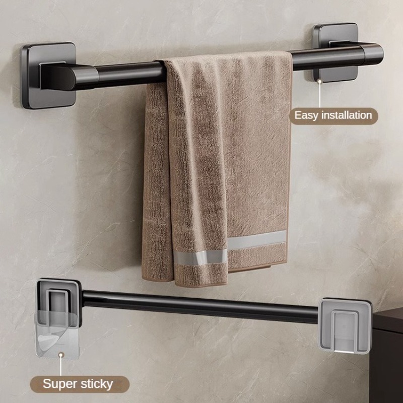 30cm/40cm/50cm Aluminum No Drilling Self-adhesive Bathroom Pole Shelf Wall Mounting Single Pole Towel Bar Put Rack