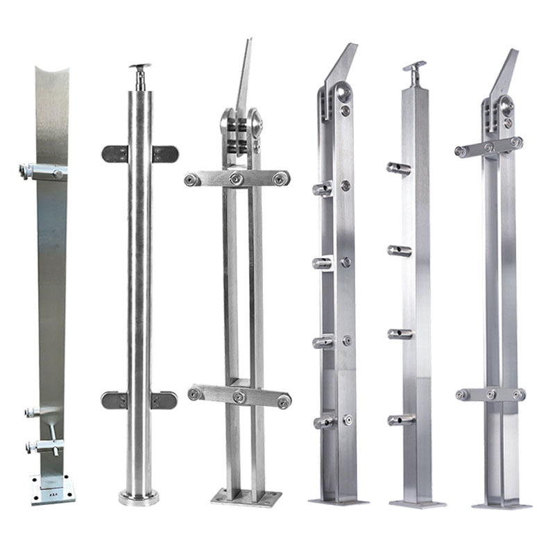 Custom stainless steel railing post Glass Railing Systems Staircase Post Stainless Steel Glass Railing