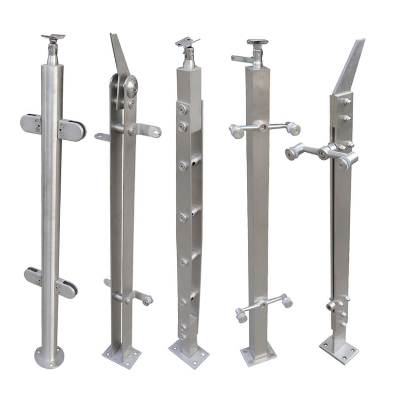 Custom stainless steel railing post Glass Railing Systems Staircase Post Stainless Steel Glass Railing