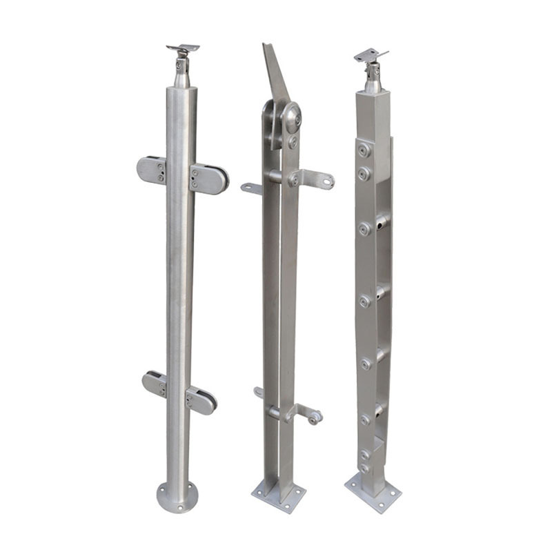 Custom stainless steel railing post Glass Railing Systems Staircase Post Stainless Steel Glass Railing