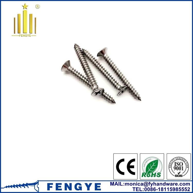 Stainless Steel Cross Recessed Flat Countersunk Head Self Tapping Chipboard Screw