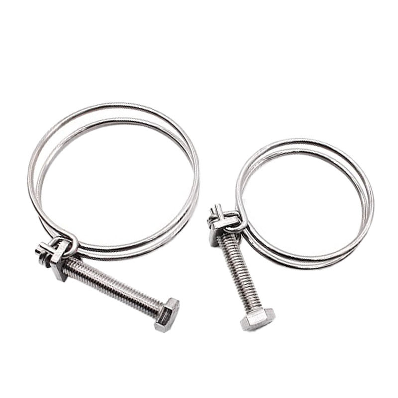 stainless steel double wire spring hose clamp all sizes adjustable double wires hose clamp spring Hex bolts hose clip