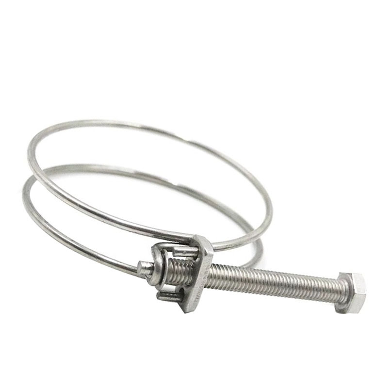 stainless steel double wire spring hose clamp all sizes adjustable double wires hose clamp spring Hex bolts hose clip