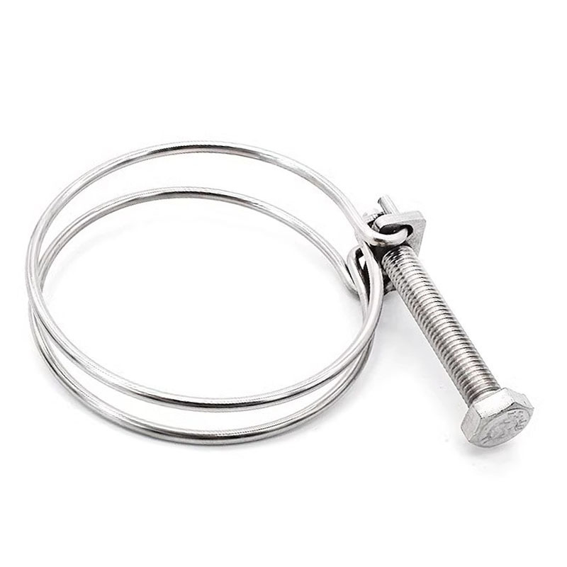 stainless steel double wire spring hose clamp all sizes adjustable double wires hose clamp spring Hex bolts hose clip