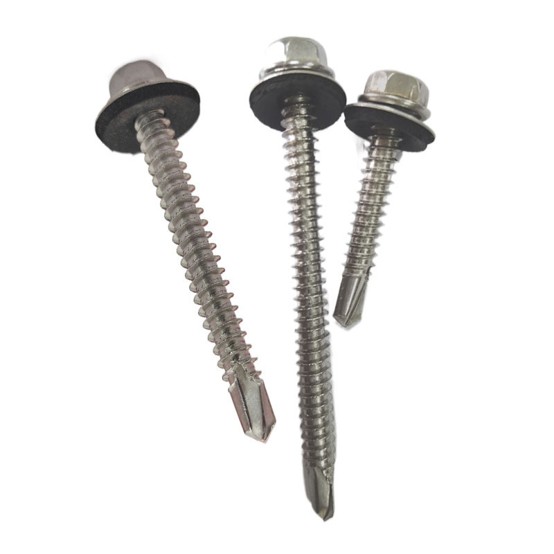 Manufacturers Stainless Steel fasteners SS316  DIN7504K Hex Head Self drilling  Screw with EPDM washer self drilling screw