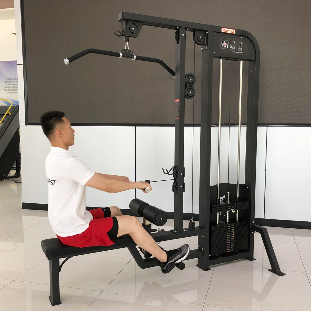 Commercial Gym Fitness Sports Equipment Strength Training Exercise Pin Loaded Dual Function Seated Lat Pulldown Low Row Machine