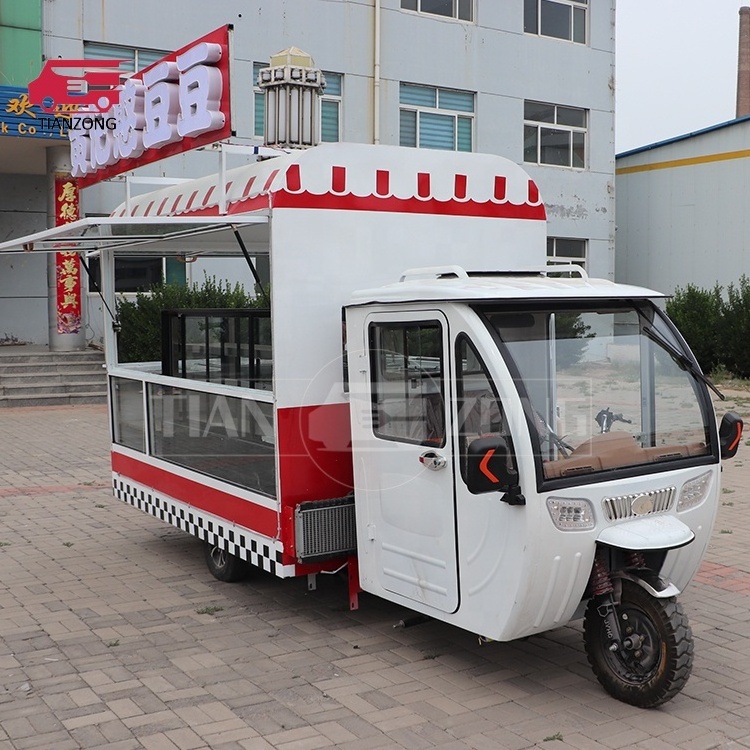 TIANZONG R11 CE ISO approved Petro Tricycle food truck with full kitchen ice cream trailer piaggio ape food cart for sales