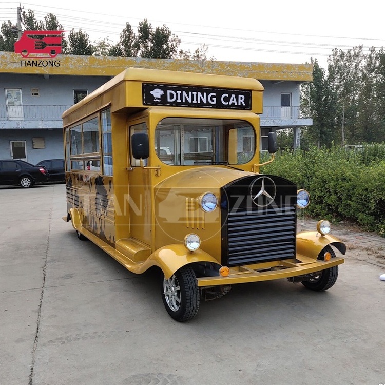 TIANZONG V23 Popular CE approved vintage electric catering food truck kitchen salon mobile trailer Italian ice cart for sale