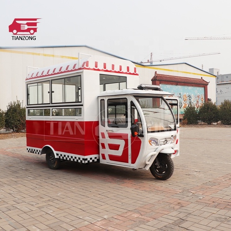 TIANZONG R3 electric tricycle food truck with full kitchen food trailers full equipped coffee piaggio ape tricycle food cart