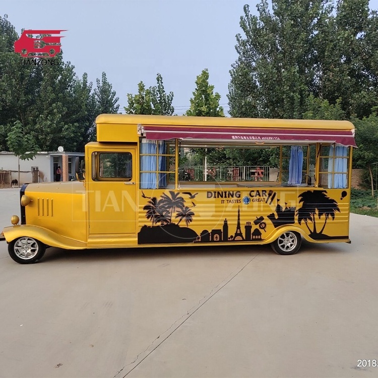 TIANZONG V23 Popular CE approved vintage electric catering food truck kitchen salon mobile trailer Italian ice cart for sale